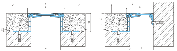 Деформационный шов ДША.Т-70 - УГЛ/70, Аквабарьер